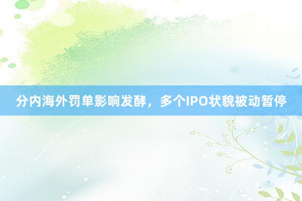 分内海外罚单影响发酵，多个IPO状貌被动暂停